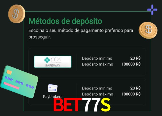O cassino BET77S oferece uma grande variedade de métodos de pagamento